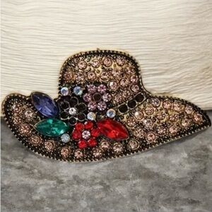 Elegant Multicolor Crystal Hat Brooch